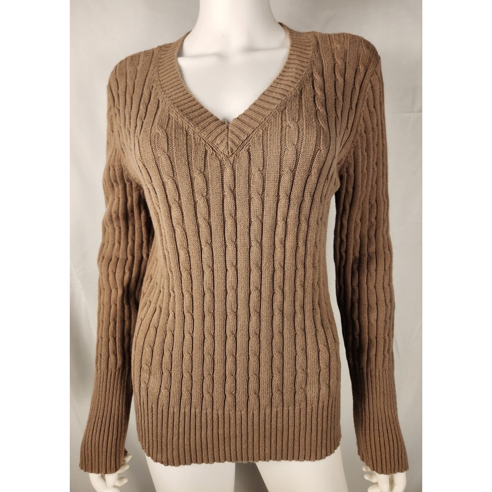 Liz & Co Cable Knit Cotton Sweater Classic Minimalist 90s Women's XL